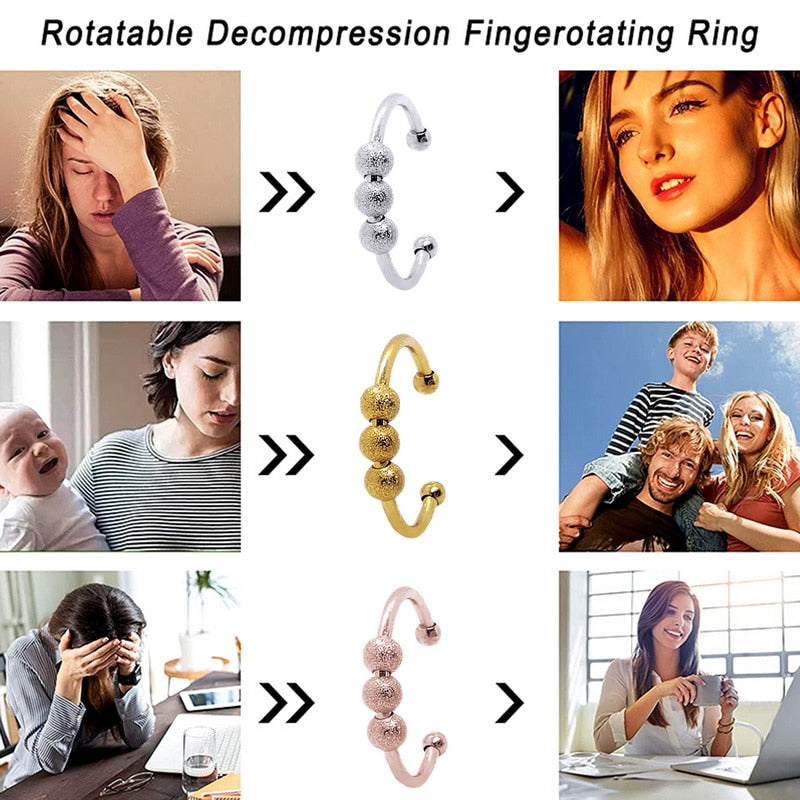 Butterfly Daisy Anxiety Ring Rotatable Spinner Ring Girls Women Jewelry for Party Anxiety Relief Ring Fidget Anti Stress Rings