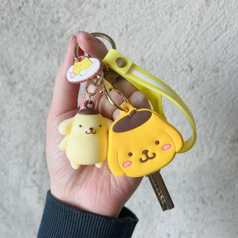 2023 New Kawaii Sanrio Keychain Silicone Cute Key Case Pendant Anime Kuromi Melody Cinnamoroll Access Control Card Case Keychain