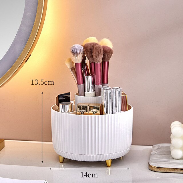 360° Rotating Makeup Brushes Holder Portable Desktop Makeup Organizer Cosmetic Storage Box Make Up Tools Jewelry Container