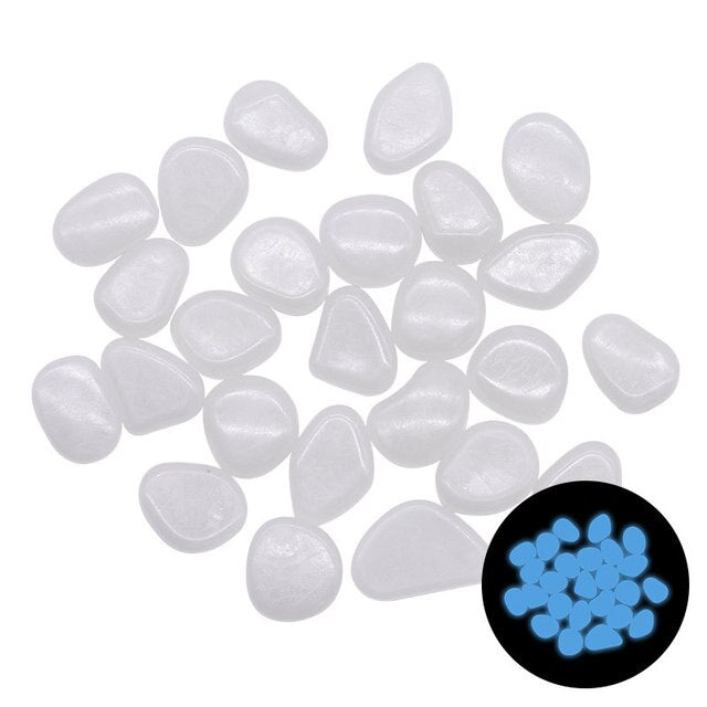 50/100Pcs Glow in the Dark Garden Pebbles For Sidewalk Garden Terrace Lawn Garden Patio Fish Tank Aquarium Decoration Glow Stone