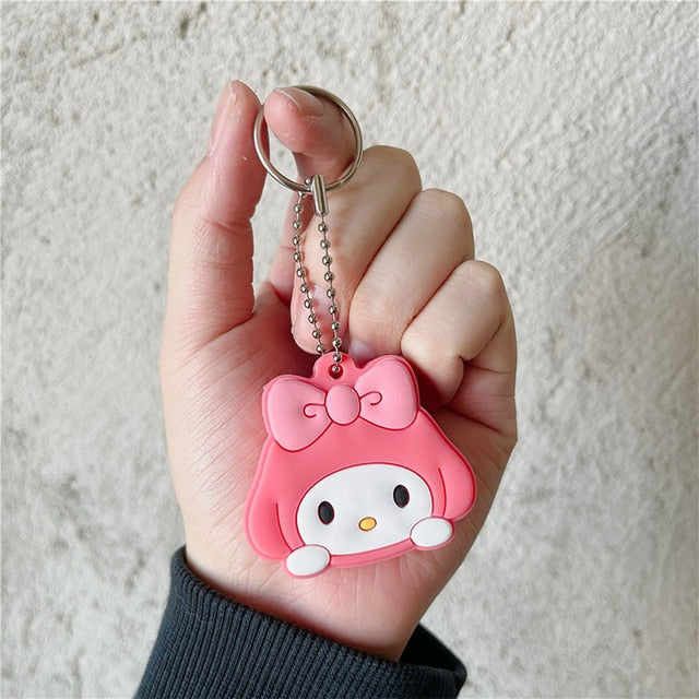 2023 New Kawaii Sanrio Keychain Silicone Cute Key Case Pendant Anime Kuromi Melody Cinnamoroll Access Control Card Case Keychain