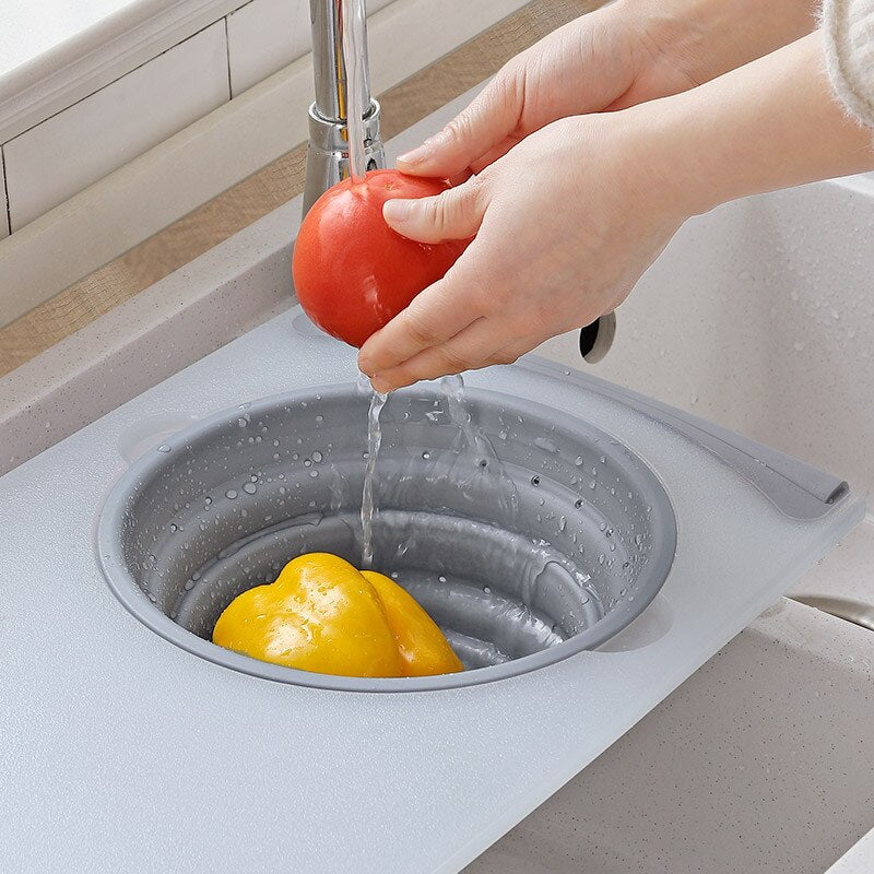 Over The Sink Cutting Board Plastic Chopping Board Built-in Drain Storage Basket Cut Fruits Vegetables Kitchen Chopping Boards