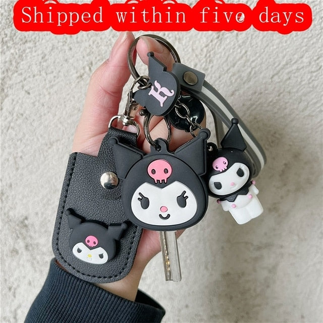 2023 New Kawaii Sanrio Keychain Silicone Cute Key Case Pendant Anime Kuromi Melody Cinnamoroll Access Control Card Case Keychain