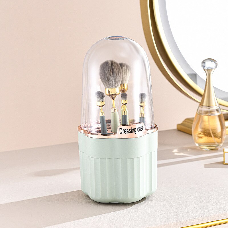 360° Rotating Makeup Brushes Holder Portable Desktop Makeup Organizer Cosmetic Storage Box Make Up Tools Jewelry Container