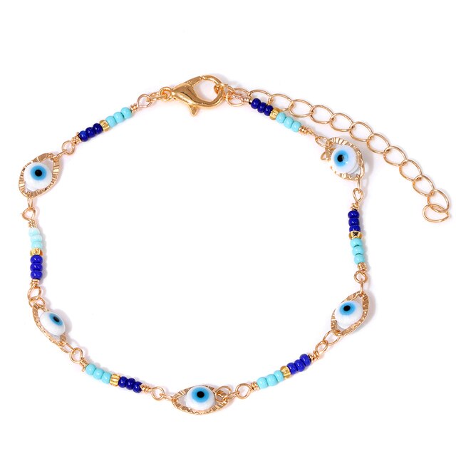 New Trend Multicolour Evil Eye Bracelets Adjustable Stainless Steel Gold Color Chain Bracelet Fashion Men And Women Jewelry Gift