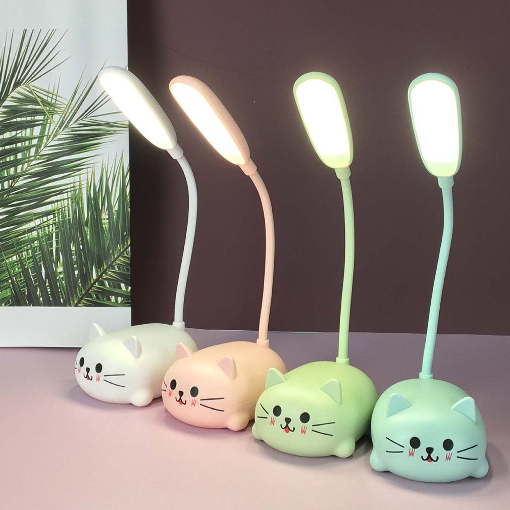 Hot LED Table Lamp Cartoon Cute Pet Cat Night Light Usb Rechargeable Led Table Light Child Eye Protection Warm White Desk Lamp
