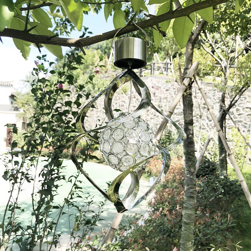 Solar Powered Wind Chime Light LED Garden Hanging Spinner Lamp Color Changing Lawn Yard Home Decoration macrame