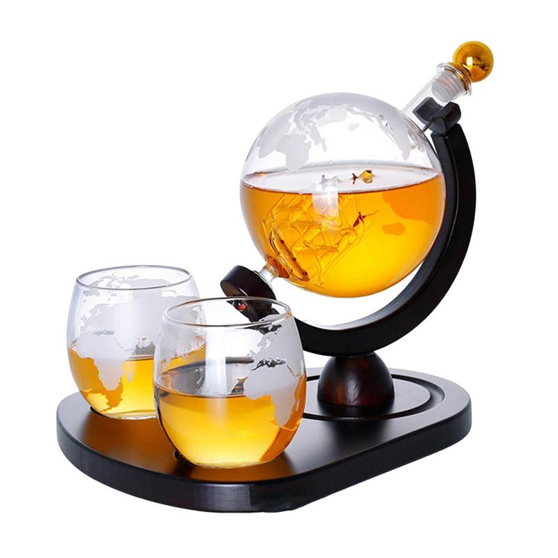 Whiskey Decanter Sets Creative Glass Earth Shaped Wine Decanter Anniversary Birthday Gift For Boyfriend Dad Husband Whiskey Gift