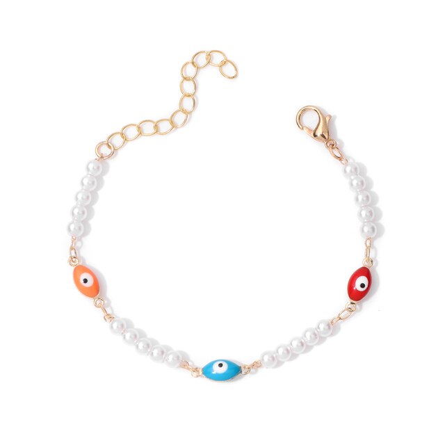 New Trend Multicolour Evil Eye Bracelets Adjustable Stainless Steel Gold Color Chain Bracelet Fashion Men And Women Jewelry Gift