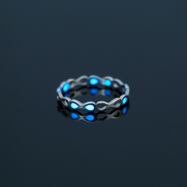 Fashion Blue Love Heart Luminous Ring for Women Men Fluorescent Ring Glow In Dark Adjustable Couple Finger Rings Jewelry Gifts