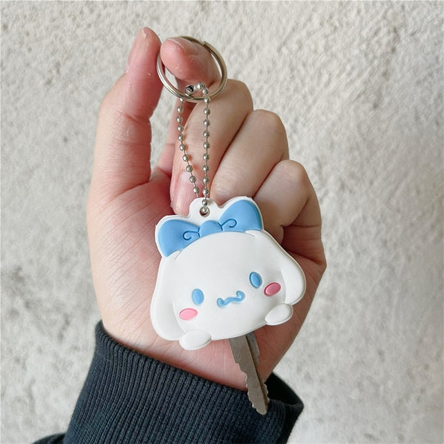 2023 New Kawaii Sanrio Keychain Silicone Cute Key Case Pendant Anime Kuromi Melody Cinnamoroll Access Control Card Case Keychain