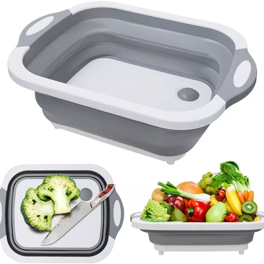 Multifunctional Folding Cutting Board Collapsible Sink Drain Basket Washable Vegetables Strainer Kitchen Dish Storage Organizer