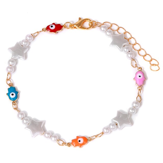 New Trend Multicolour Evil Eye Bracelets Adjustable Stainless Steel Gold Color Chain Bracelet Fashion Men And Women Jewelry Gift