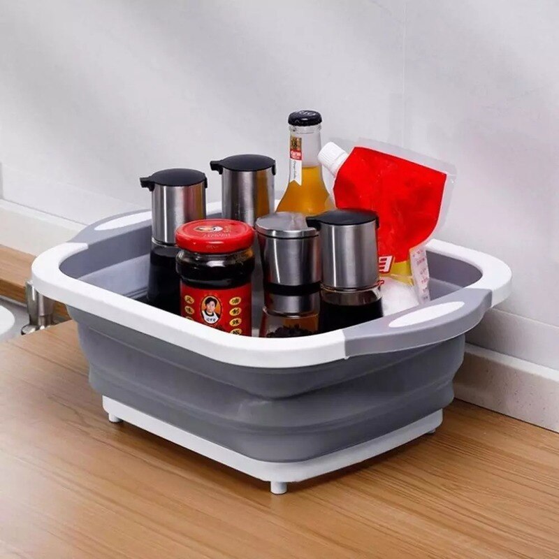 Multifunctional Folding Cutting Board Collapsible Sink Drain Basket Washable Vegetables Strainer Kitchen Dish Storage Organizer