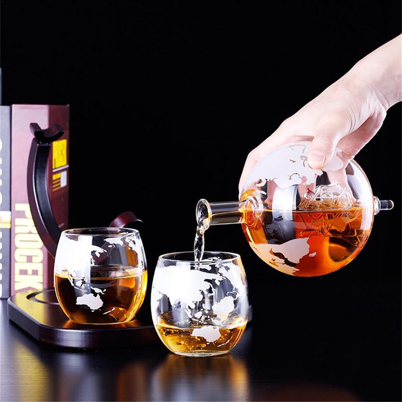 Whiskey Decanter Sets Creative Glass Earth Shaped Wine Decanter Anniversary Birthday Gift For Boyfriend Dad Husband Whiskey Gift