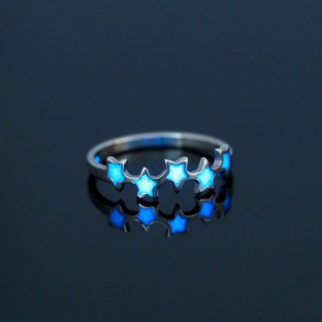 Fashion Blue Love Heart Luminous Ring for Women Men Fluorescent Ring Glow In Dark Adjustable Couple Finger Rings Jewelry Gifts