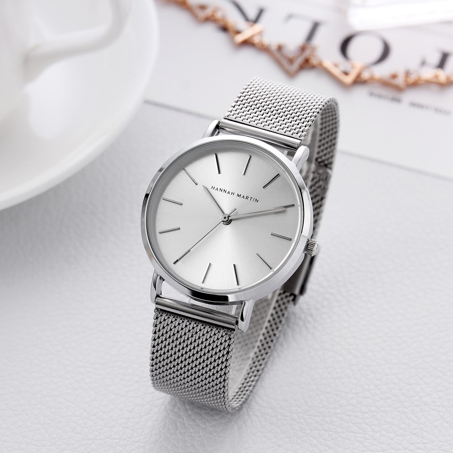 Hannah Martin Quality Stainless Steel Band Japan Quartz Movement Waterproof Women Full Rose Gold Ladies Luxury Wrist Watch