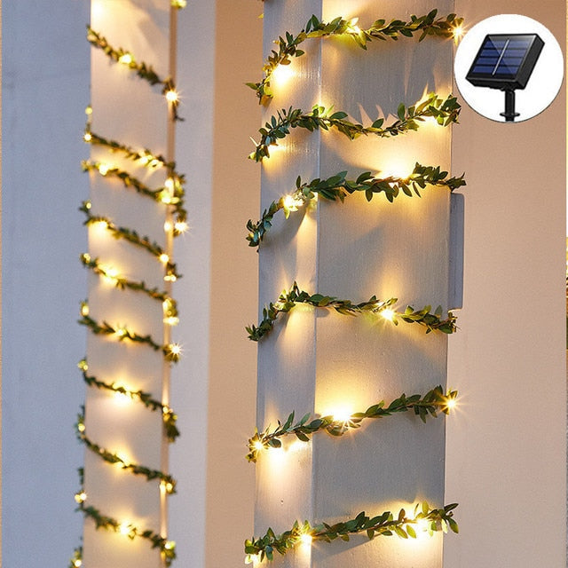 Fairy Lights Solar Lights Maple Leaf Waterproof Outdoor Garland 10m 100LED /5M 50 LED Solar Lamp Christmas for Garden Decoration