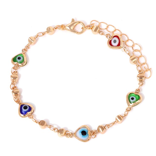 New Trend Multicolour Evil Eye Bracelets Adjustable Stainless Steel Gold Color Chain Bracelet Fashion Men And Women Jewelry Gift