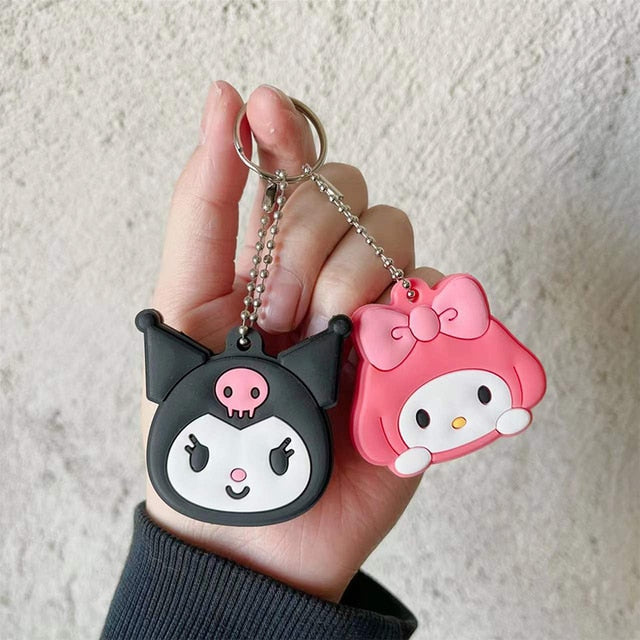 2023 New Kawaii Sanrio Keychain Silicone Cute Key Case Pendant Anime Kuromi Melody Cinnamoroll Access Control Card Case Keychain