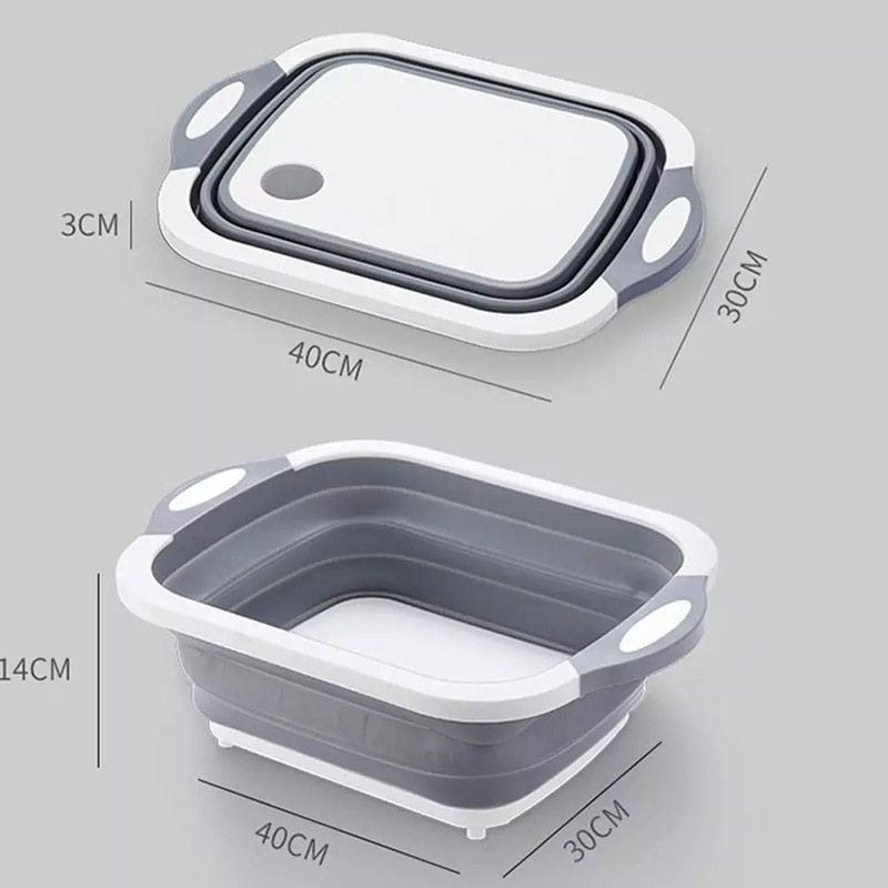 Multifunctional Folding Cutting Board Collapsible Sink Drain Basket Washable Vegetables Strainer Kitchen Dish Storage Organizer