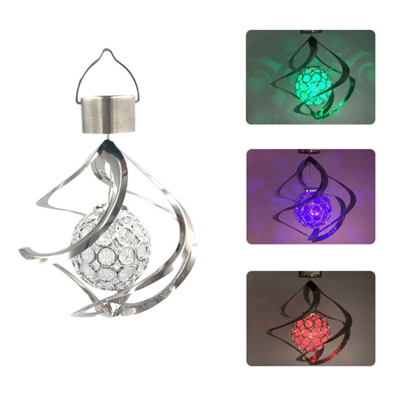 Solar Powered Wind Chime Light LED Garden Hanging Spinner Lamp Color Changing Lawn Yard Home Decoration macrame