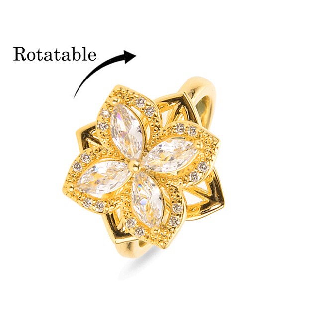 Butterfly Daisy Anxiety Ring Rotatable Spinner Ring Girls Women Jewelry for Party Anxiety Relief Ring Fidget Anti Stress Rings