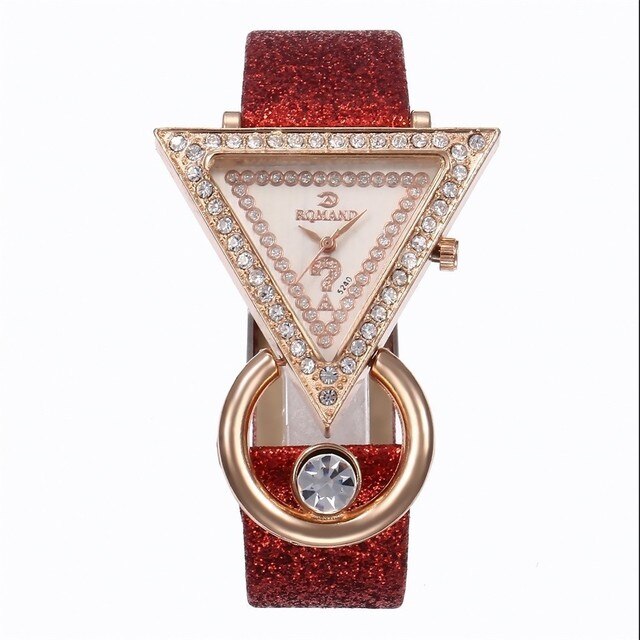 2021 Women Watches Creative Luxury Triangle Rhinestone Dial Frosted Strap Ladies WristWatch Fashion Quartz Watch Relojes Mujer