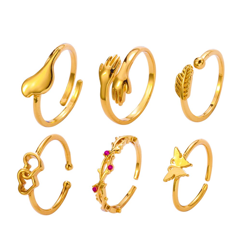 ZYZQ 2022 New Fashion Love Open Butterfly Foot Rings 6-piece Set Jewelry Creative Branches Embrace Beach Foot Ring for Women