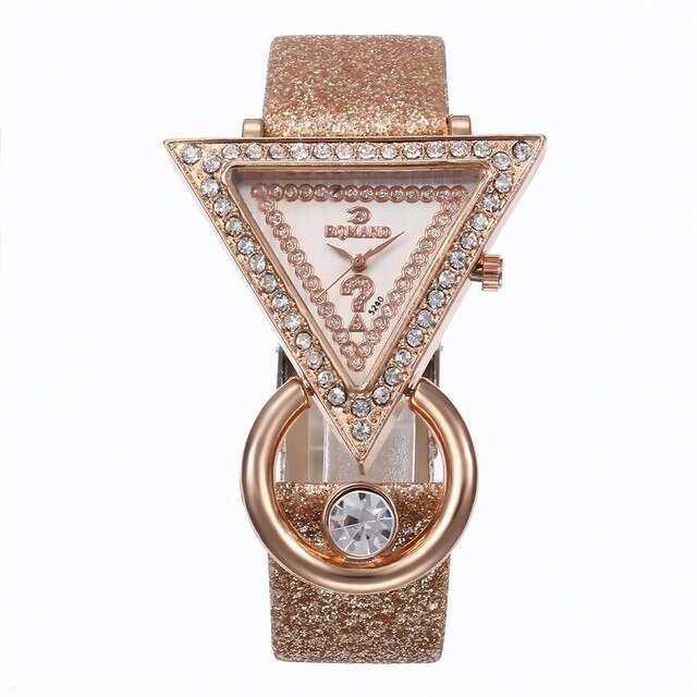 2021 Women Watches Creative Luxury Triangle Rhinestone Dial Frosted Strap Ladies WristWatch Fashion Quartz Watch Relojes Mujer