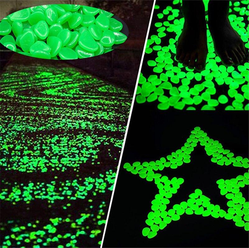 50/100Pcs Glow in the Dark Garden Pebbles For Sidewalk Garden Terrace Lawn Garden Patio Fish Tank Aquarium Decoration Glow Stone