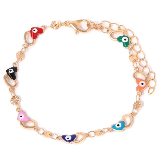 New Trend Multicolour Evil Eye Bracelets Adjustable Stainless Steel Gold Color Chain Bracelet Fashion Men And Women Jewelry Gift