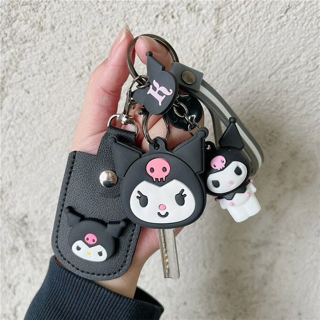 2023 New Kawaii Sanrio Keychain Silicone Cute Key Case Pendant Anime Kuromi Melody Cinnamoroll Access Control Card Case Keychain