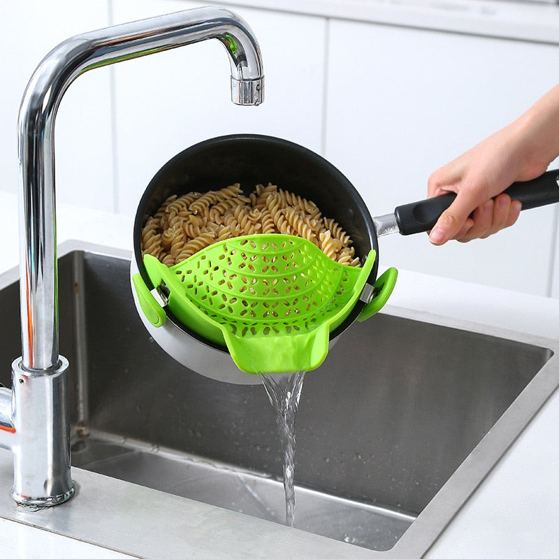 Kitchen Silica Gel Gadget Sets Utensils for Kitchen Smart Strainer Washing Draining Kitchen Filter Sieve Fruit Vegetable Filter