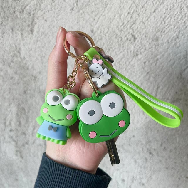 2023 New Kawaii Sanrio Keychain Silicone Cute Key Case Pendant Anime Kuromi Melody Cinnamoroll Access Control Card Case Keychain