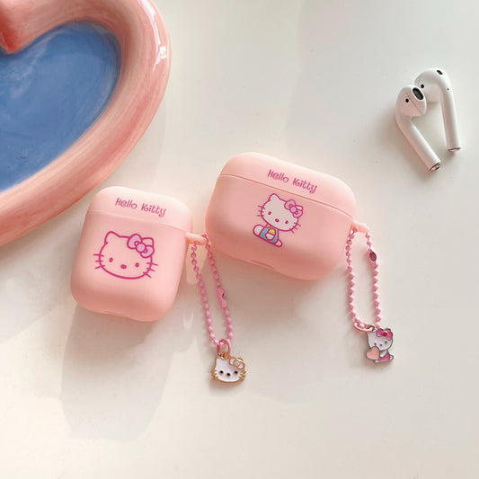 Sanrio Hello Kitty Cat Matte TPU Earphones Case For Apple AirPods 1/2 Pro 2 3 Cover Protective Headphone Box Bag With 3D Pendant