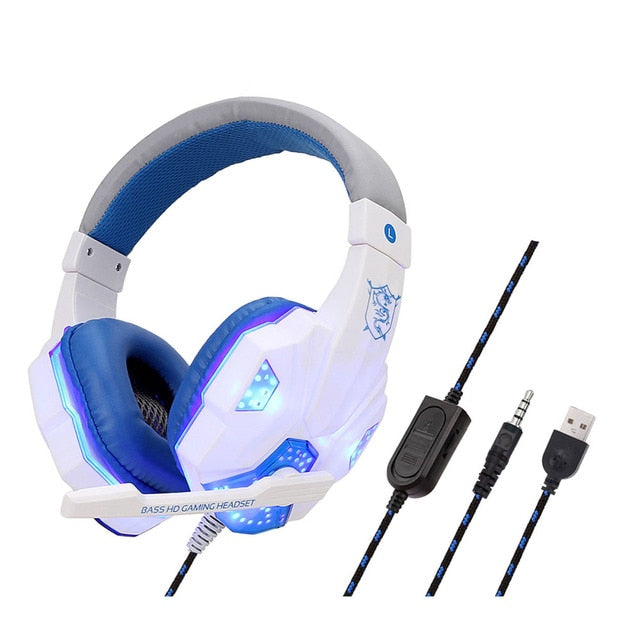 LED Light Wired Gaming Headphones With Microphone Noise-cancelling Gamer Headset for PC Computer Laptop PS4 PS5 Xbox