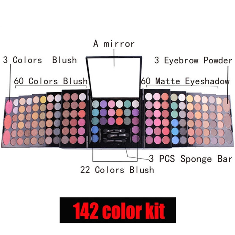 Make Up Sets180/142/74 Colors Matte Glitter Eye Shadow Palette Powder Lipstick Blush Makeup Brush Professional Cosmetics Kit