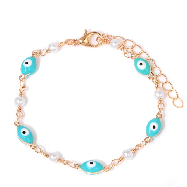 New Trend Multicolour Evil Eye Bracelets Adjustable Stainless Steel Gold Color Chain Bracelet Fashion Men And Women Jewelry Gift