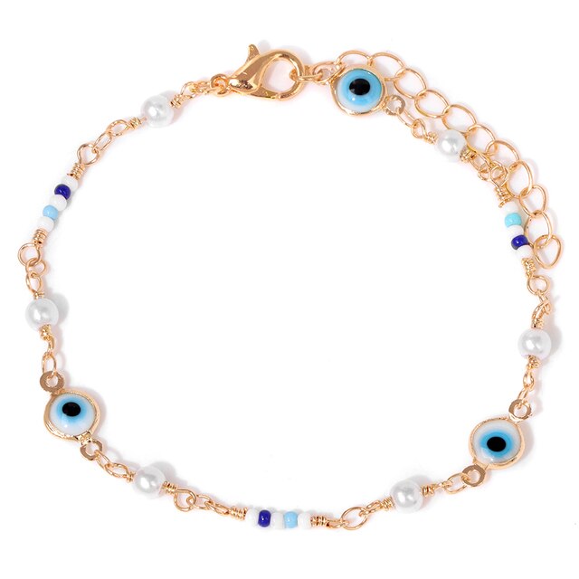 New Trend Multicolour Evil Eye Bracelets Adjustable Stainless Steel Gold Color Chain Bracelet Fashion Men And Women Jewelry Gift